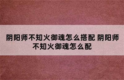 阴阳师不知火御魂怎么搭配 阴阳师不知火御魂怎么配